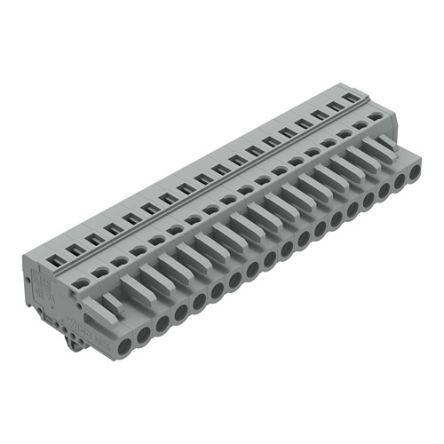 WAGO 231 Series Connector, 18-Pole, Female, 18-Way, Snap-In, 16A