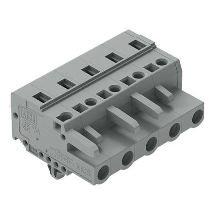 WAGO 231 Series Pluggable Connector, 5-Pole, Female, 5-Way, Panel Mount, Snap In Mount, 16A