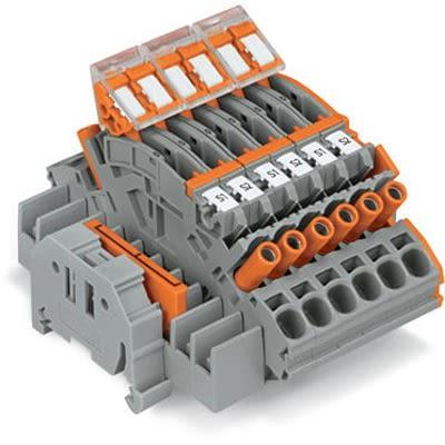 WAGO2007-8876 TOPJOB S Series Terminal Block, 6mm², 1-Level, Push-In Cage Clamp Termination