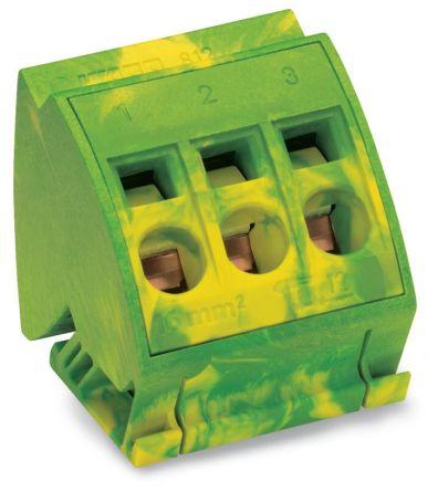 WAGO 812 Series Terminal Block, 3-Way, 14 - 6 AWG Wire, Cage Clamp Termination