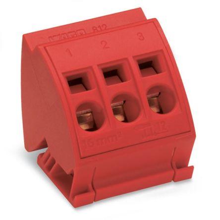 WAGO 812 Series Terminal Block, 3-Way, 96A, 14 - 6 AWG Wire, Cage Clamp Termination