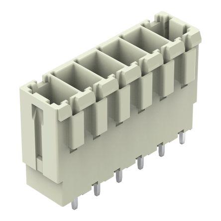 WAGO 831 Series Straight PCB Mount PCB Header, 6 Contact(s), 7.62mm Pitch, 1 Row(s), Shrouded