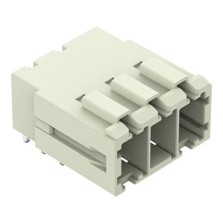 WAGO 831 Series Angled PCB Mount PCB Header, 3 Contact(s), 7.62mm Pitch, 1 Row(s), Shrouded