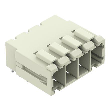 WAGO 831 Series Angled PCB Mount PCB Header, 4 Contact(s), 7.62mm Pitch, 1 Row(s), Shrouded