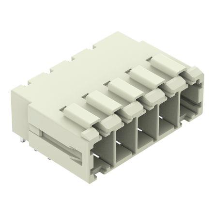 WAGO 831 Series Angled PCB Mount PCB Header, 5 Contact(s), 7.62mm Pitch, 1 Row(s), Shrouded