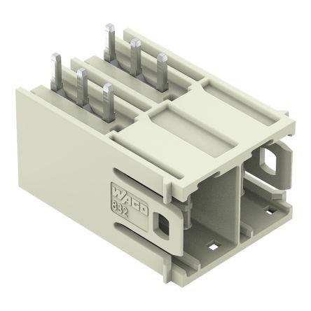 WAGO 832 Series Angled PCB Mount PCB Header, 2 Contact(s), 10.16mm Pitch, 1 Row(s), Shrouded