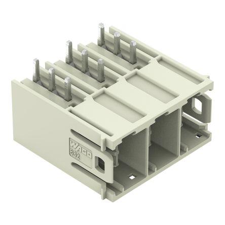 WAGO 832 Series Angled PCB Mount PCB Header, 3 Contact(s), 10.16mm Pitch, 1 Row(s), Shrouded