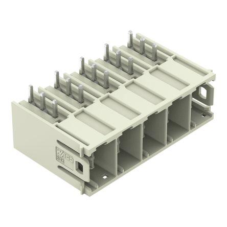 WAGO 832 Series Angled PCB Mount PCB Header, 5 Contact(s), 10.16mm Pitch, 1 Row(s), Shrouded