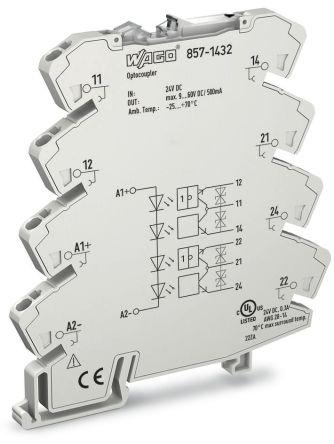 WAGO857-1432 857 Series Optocoupler Terminal Block, 2.5mm², Cage Clamp Termination