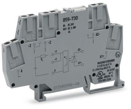 WAGO859-730 859 Series Optocoupler Terminal Block, 2.5mm², Cage Clamp Termination