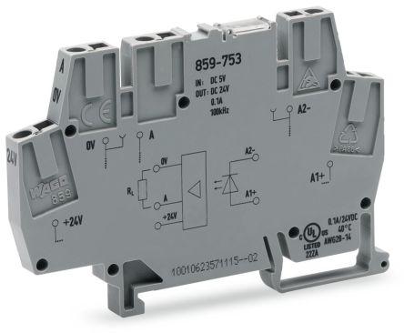 WAGO859-753 859 Series Optocoupler Terminal Block, 2.5mm², Cage Clamp Termination