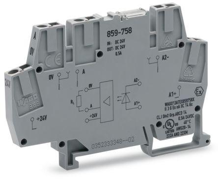 WAGO859-758 859 Series Optocoupler Terminal Block, 2.5mm², Cage Clamp Termination