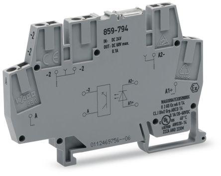 WAGO859-794 859 Series Optocoupler Terminal Block, 2.5mm², Cage Clamp Termination