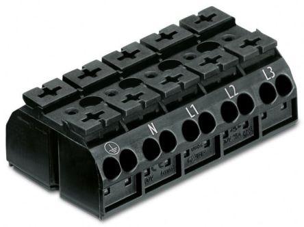 WAGO 862 Series Terminal Strip, 5-Way, 32A, 20 - 12 AWG Wire, Push-In Cage Clamp Termination