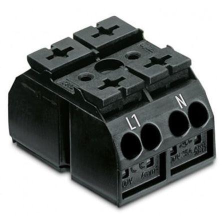 WAGO 862 Series Terminal Strip, 2-Way, 28A, 20 - 12 AWG Wire, Push-In Cage Clamp Termination