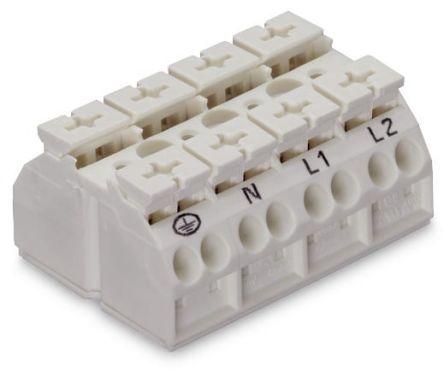 WAGO 862 Series Terminal Strip, 4-Way, 32A, 20 - 12 AWG Wire, Push-In Cage Clamp Termination