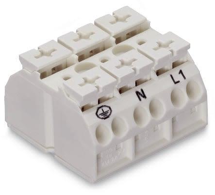 WAGO 862 Series Terminal Strip, 3-Way, 28A, 20 - 12 AWG Wire, Push-In Cage Clamp Termination