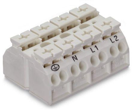 WAGO 862 Series Terminal Strip, 4-Way, 32A, 20 - 12 AWG Wire, Push-In Cage Clamp Termination