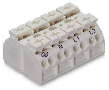 WAGO 862 Series Terminal Strip, 4-Way, 28A, 20 - 12 AWG Wire, Push-In Cage Clamp Termination