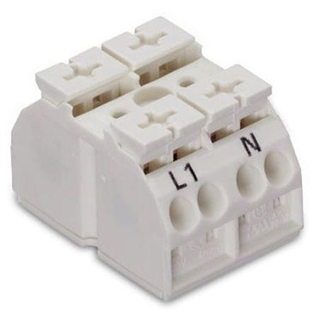 WAGO 862 Series Terminal Strip, 2-Way, 28A, 20 - 12 AWG Wire, Push-In Cage Clamp Termination