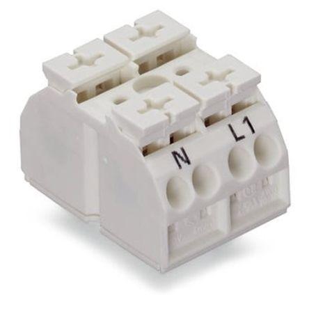 WAGO 862 Series Terminal Strip, 2-Way, 32A, 20 - 12 AWG Wire, Push-In Cage Clamp Termination