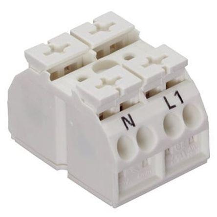 WAGO 862 Series Terminal Strip, 2-Way, 32A, 20 - 12 AWG Wire, Push-In Cage Clamp Termination