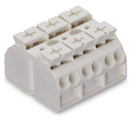 WAGO 862 Series Terminal Strip, 3-Way, 32A, 20 - 12 AWG Wire, Push-In Cage Clamp Termination