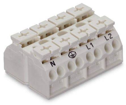 WAGO 862 Series Terminal Strip, 4-Way, 32A, 20 - 12 AWG Wire, Push-In Cage Clamp Termination