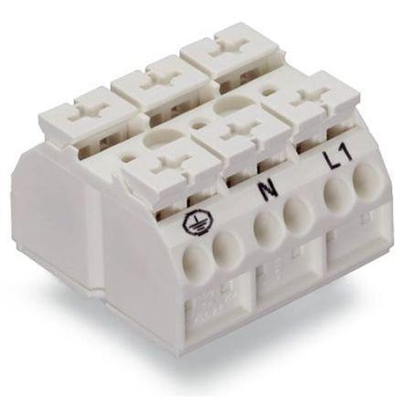 WAGO 862 Series Terminal Strip, 3-Way, 32A, 20 - 12 AWG Wire, Push-In Cage Clamp Termination