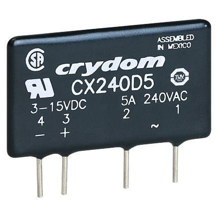 Sensata/Crydom Solid State Relay, 5 A Load, PCB Mount, 280 V ac Load, 32 V Control, CXE240D5