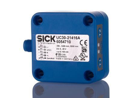 Sick UC30 Series Ultrasonic Block-Style Proximity Sensor, 350 - 3400 mm Detection, PNP & NPN Output, 9 -