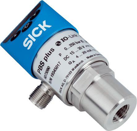 Sick PBS Plus Series Pressure Sensor, 0bar Min, 10bar Max, PNP/NPN-NO/NC + Current/Voltage Output, Relative Reading